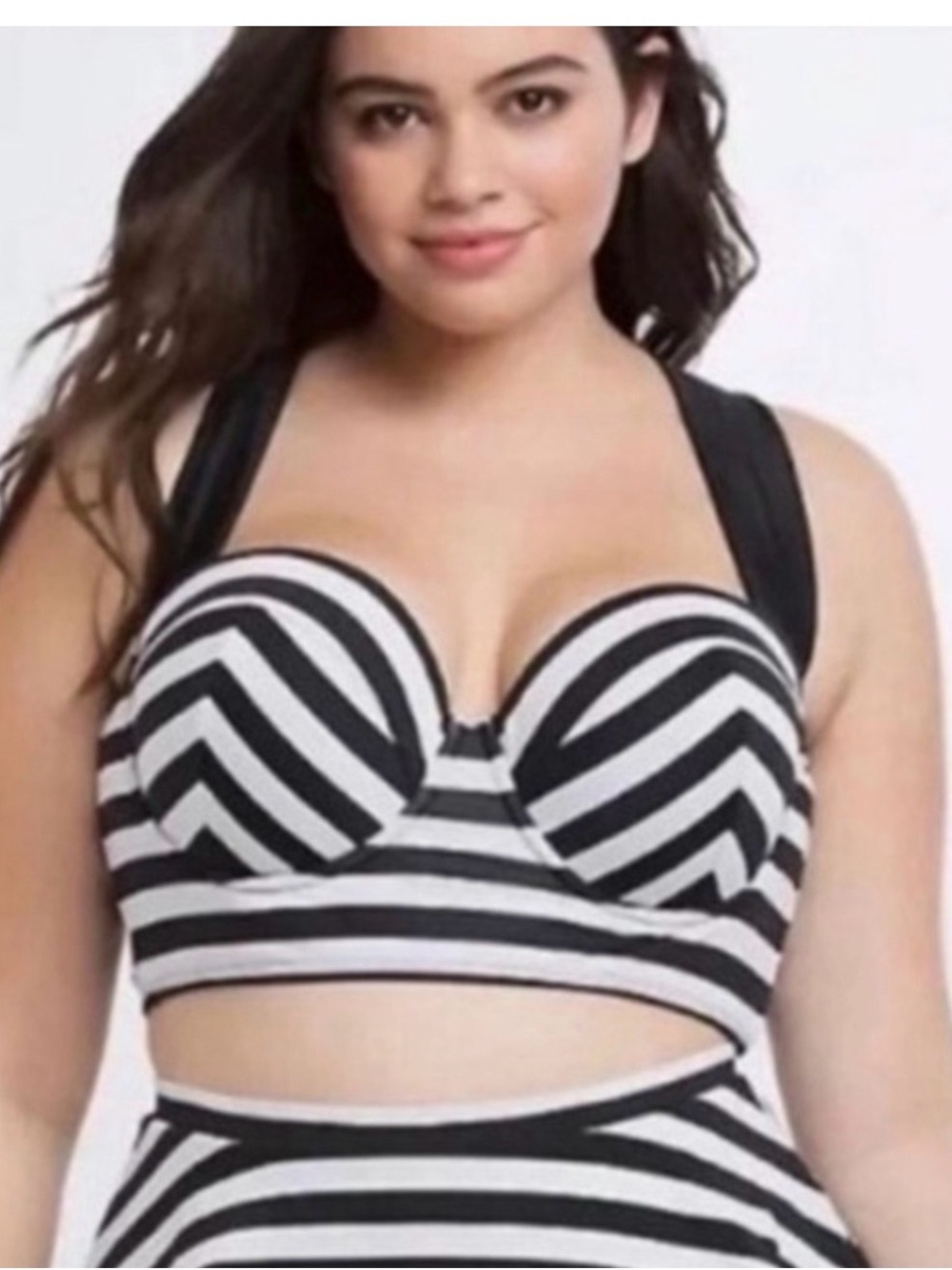 Black & White Striped Bustier Crop Top